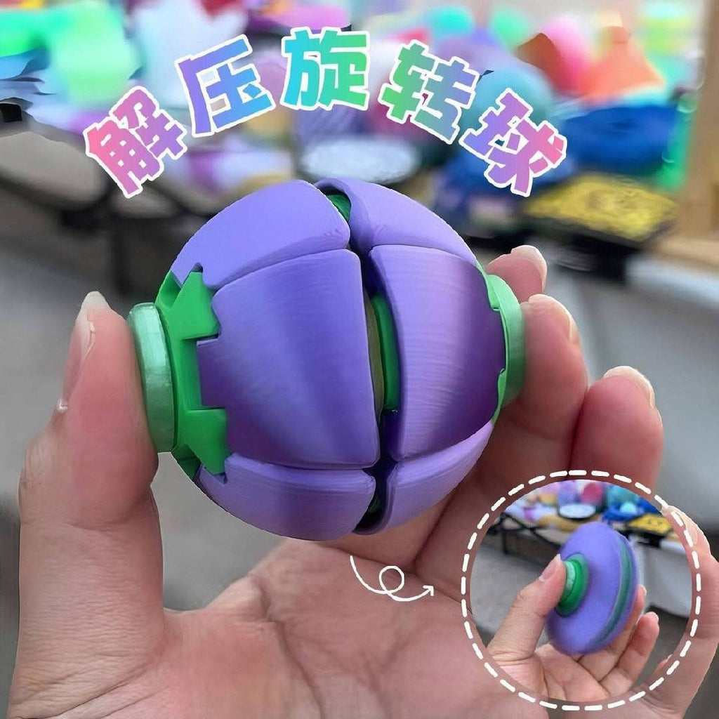 3D プリント プッシュ式回転ストレス解消ボール 多機能指先フィジェットキューブ オフィス学生携帯不安解消おもちゃ