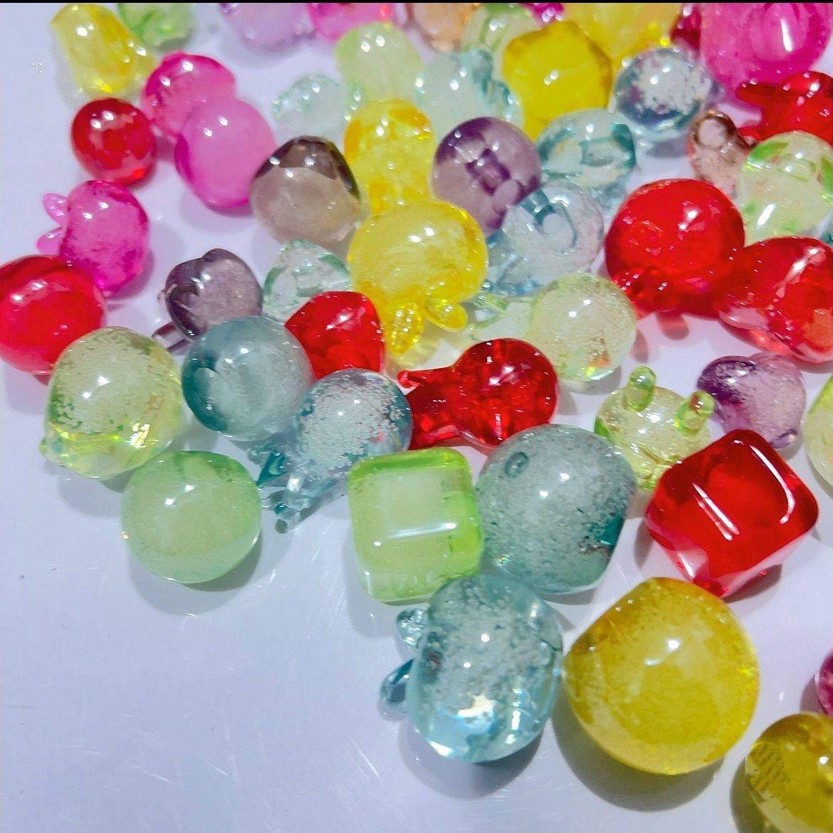 T84 【DIYビーズ】キラキラ透明泡入り樹脂ビーズ｜500ml・1000ml・2000ml・ブレスレット・ヘアアクセサリー用