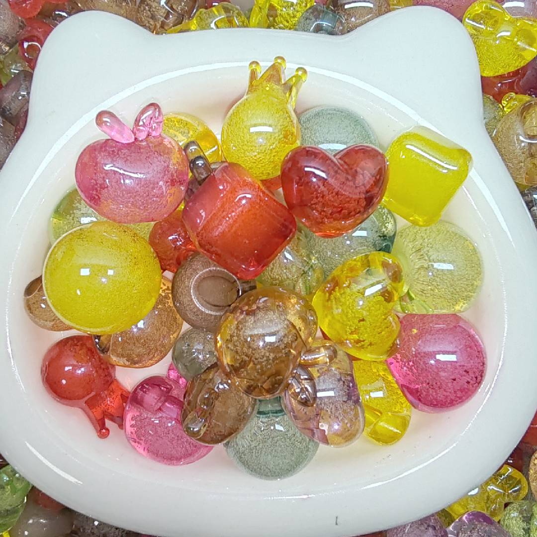 T84 【DIYビーズ】キラキラ透明泡入り樹脂ビーズ｜500ml・1000ml・2000ml・ブレスレット・ヘアアクセサリー用