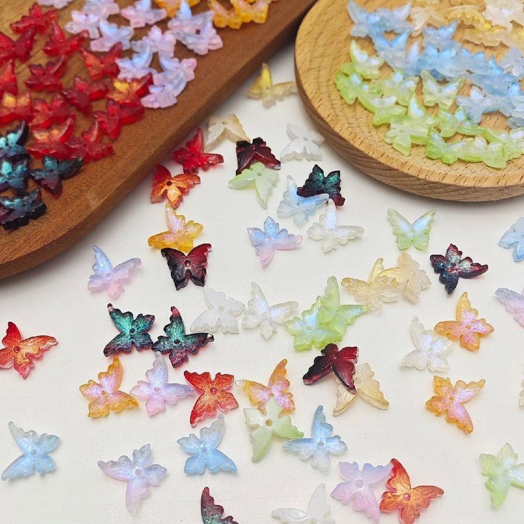 【開封】NEW かわいい琉璃立体バタフライビーズ ランダム袋詰め