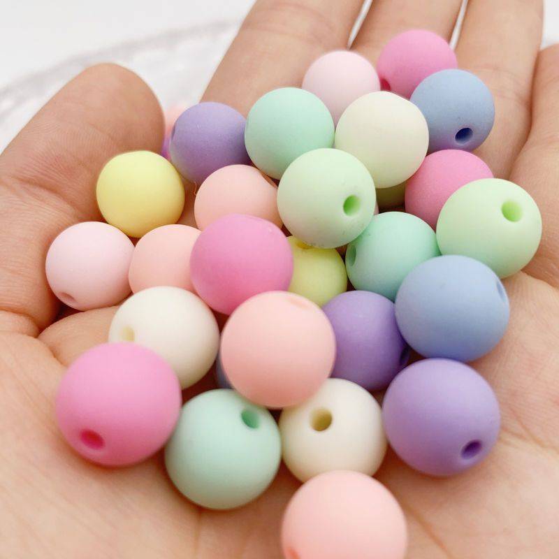 【開封】M22 NEWアクリルすりガラスビーズ、マットビーズ、マカロンカラー 14mm