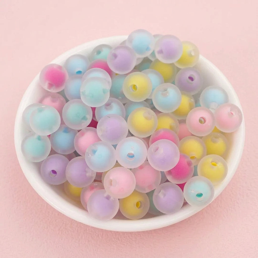 【開封】M22 NEWアクリルすりガラスビーズ、マットビーズ、マカロンカラー 14mm