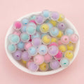 【開封】M22 NEWアクリルすりガラスビーズ、マットビーズ、マカロンカラー 14mm