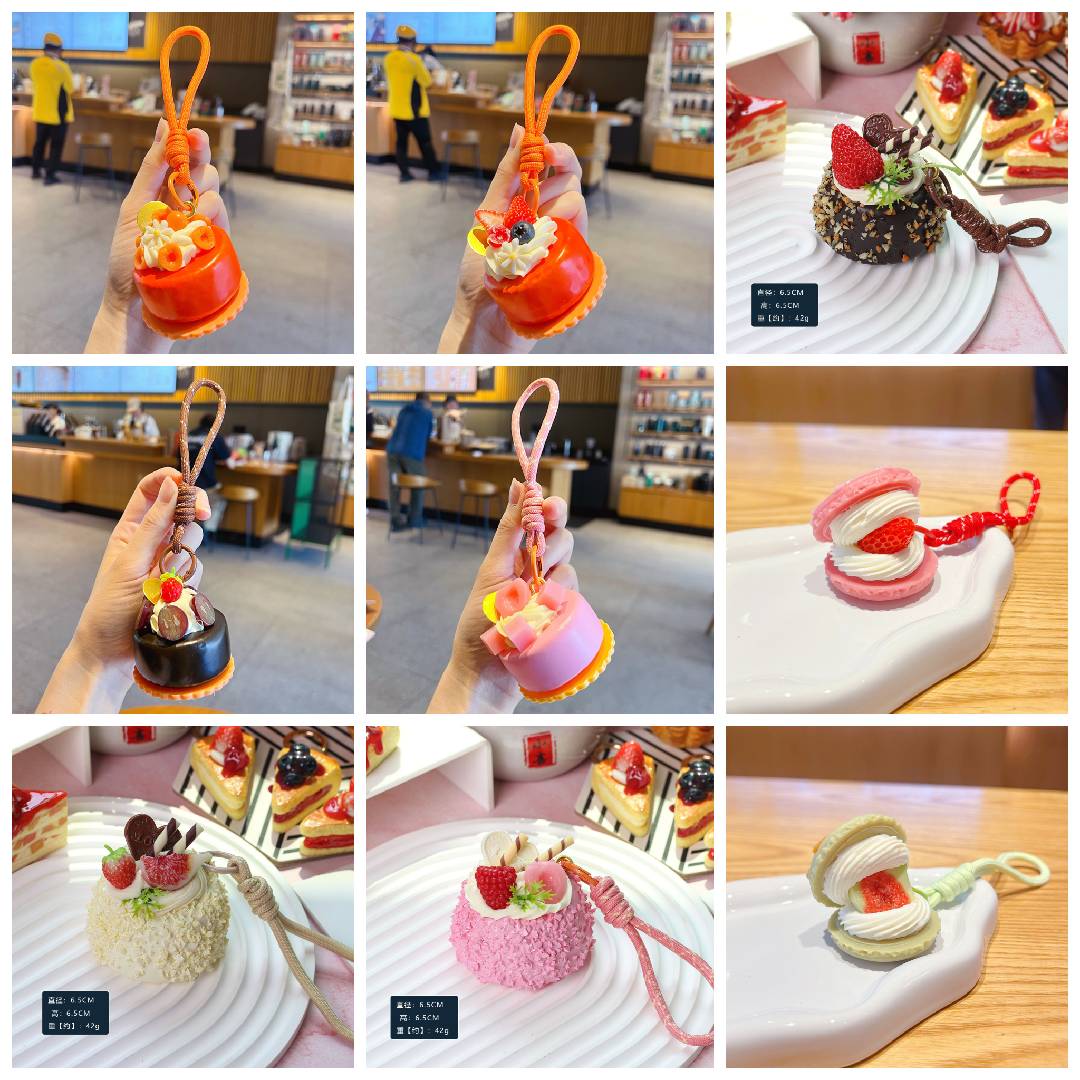 【開封】M23 新作 フェイクスイーツ マカロン＆クリームケーキ バッグチャーム・キーホルダー